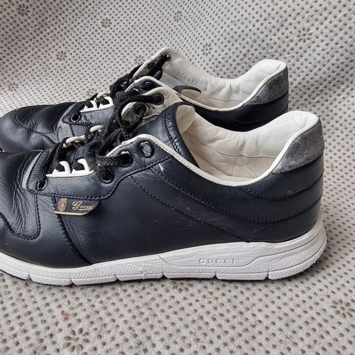 Gucci Reflex Mens Black Leather Trainer Sneakers UK 6 G - Picture 2 of 24
