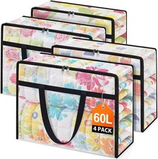 Clear Under Bed Storage Containers 4 Pack Large Capacity Clothes Storage Bags W/
