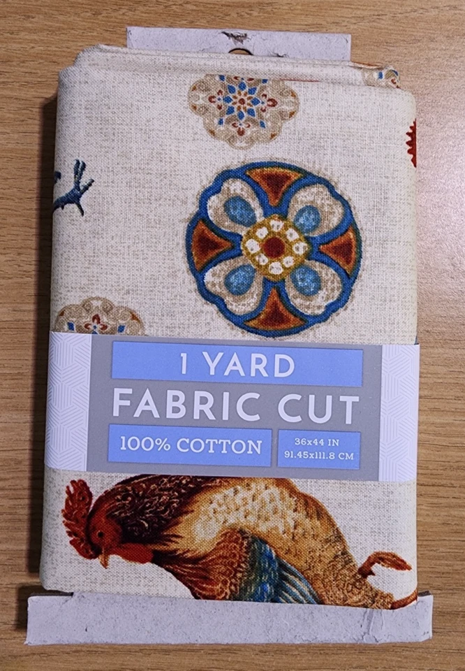 David Textiles Cotton Fabric Cut – Rooster Medallion (1 Yard, 100% Cotton) - Image 2 of 3