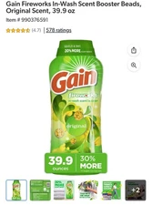 Gain Fireworks In-Wash Scent Booster Beads Original - 2.4lb 39.9oz