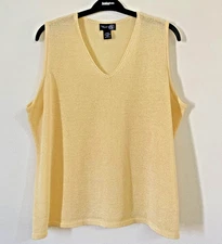 Venezia Jeans Tank Top V Neck  Size 26/28 Knit Ivory Sleeveless
