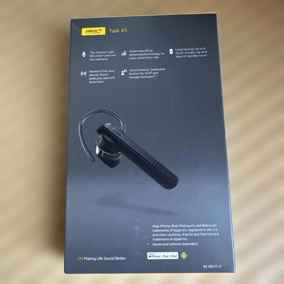 Jabra Talk 45 Bluetooth Wireless Headset HD Voice Noise Cancelling Black - Image 2 of 2