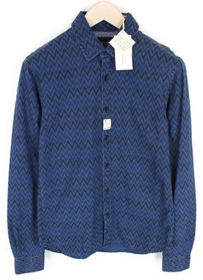 SCOTCH & SODA Ams Blauw Herren Hemd S blau reine Baumwolle Denim Style gemustert *