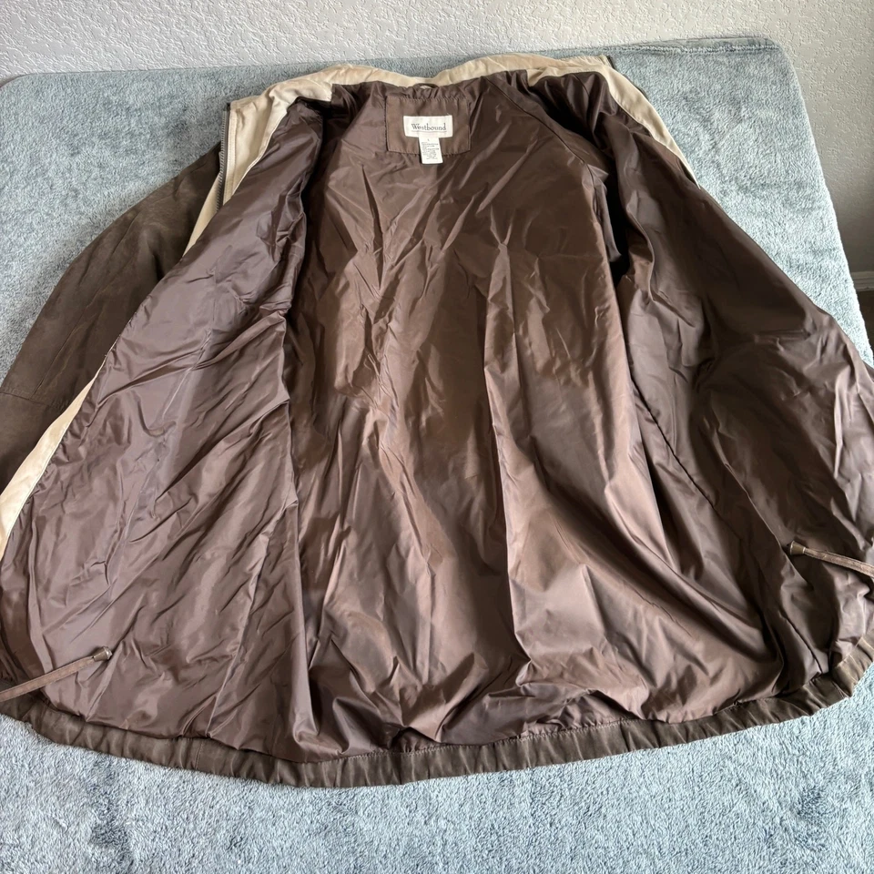 Chaqueta para mujer Westbound marrón de gamuza talla L forrada cuello botón a presión Foto 4 de 4