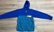 Used Patagonia Boys Fleece Hooded Zip Pockets Jacket XL 14 Blue Green