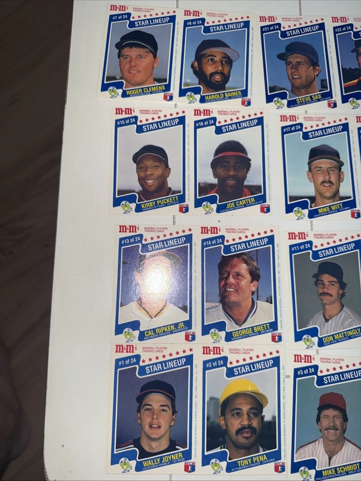 1987 M&M's Baseball Star Lineup  Set of 24 Cards! CANSECO,CLEMONS Ripken,RYAN   - Image 2 of 4