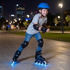 Adjustable Kids  Inline Skates w/Light-up Wheels 4 Sizes Adjustable Blade Roller