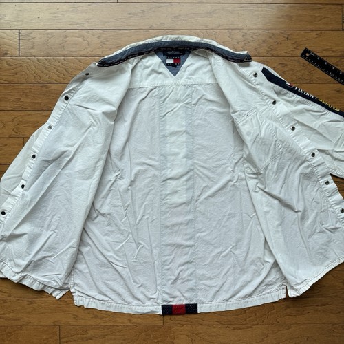 Camicia bianca sportiva vintage Tommy Hilfiger Spell Out fronte a scatto manica lunga uomo L - Foto 14 di 18