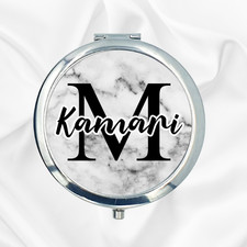 Specchio Compatto Personalizzato Qualsiasi Nome Bellezza Marmorizzato Monogramma Trucco Viaggio Regalo