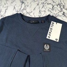 Image of BELSTAFF Mens Oversized Deep Navy Blue Jefferson Sweatshirt SIZE SMALL BNWT