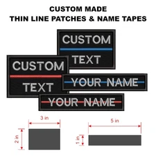 Custom Thin Line Patch or Name Tape – Personalized Text | Hook & Loop