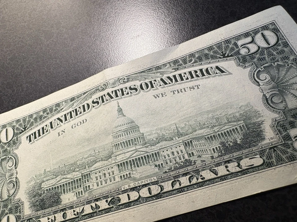 Series 1990 $50 Note/ Bill - Kansas City - J18825708A - Excellent Condition - Image 4 of 4