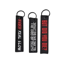 3PC Double Sided Embroidered Key Chain Motorcycle Tag Keychain Gift New