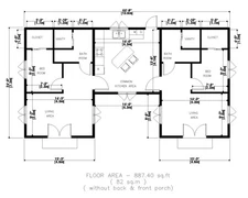 Custom modern Cottage house plan 2 bedroom & 2 bathroom With Free CAD