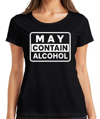 May Contain Alcohol Lustiger Warnhinweis Party Geschenk Retro Damen T-Shirt