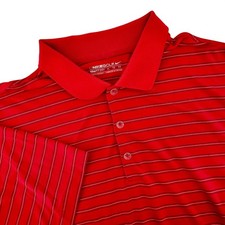 Nike Golf Mens XL Red Striped Nike Fit Dry Short Sleeve Polo Shirt