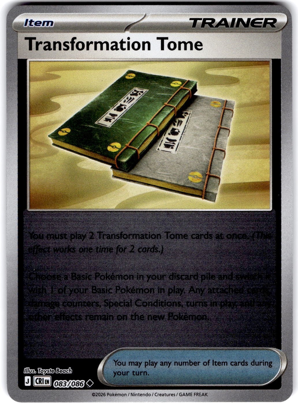 Pokemon Transformation Tome CRI 83/86 Reverse Holo Near Mint English