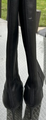 JIMMY CHOO ブラックスエード ハイヒール 36 Jimmy Choo Womens Black Leather Knee High Stiletto Boots Sz 36