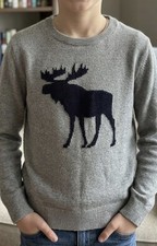 Abercrombie Kids Gray Moose Sweater Size 11/12 Youth Crewneck 100 Cotton EXC