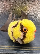 Vintage Steiff wool Yellow Coral Fish -Pom Pom no tag or button 1960s d