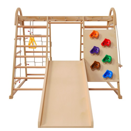 Spielturm Kletterspielzeug Kinder Klettergerüst Kletterturm mit Rutsche Schaukel - Bild 2 von 13