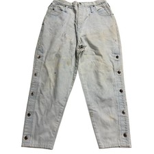 VTG 1980s Jeans Distressed Tapered Leg High Rise Buttoned Sides Womens Size 28