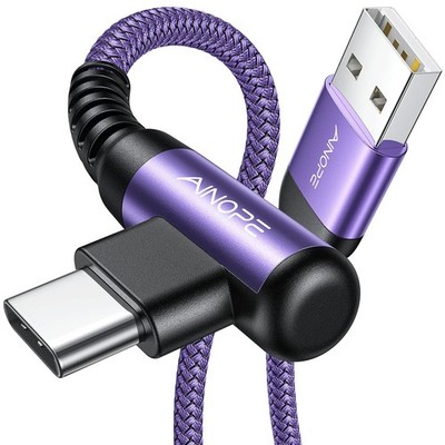 Ainope USB C Ladekabel, 3,1 A Typ C Kabel 6,6 Fuß + 6,6 Fuß, Lila 