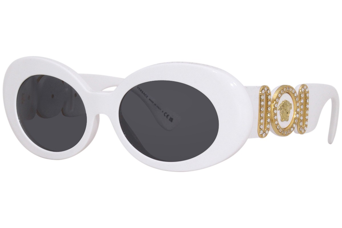 Versace VE4426BU 314/87 Sunglasses White/Dark Grey Lens Oval 