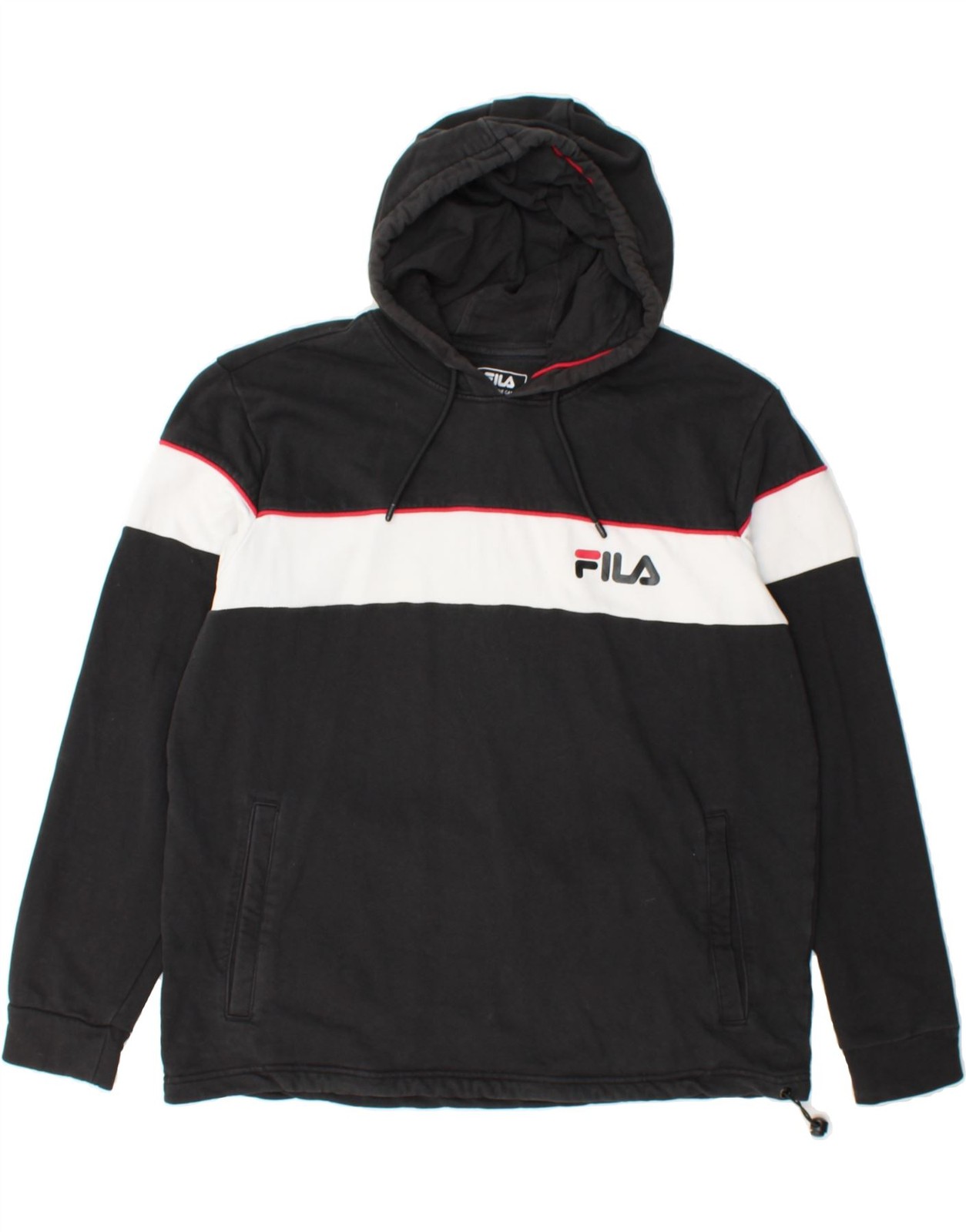 FILA Maglione Uomo Grafico con Cappuccio XL Nero Colourblock Cotone CW14