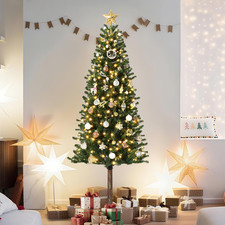 7.5Ft Pre-Lit Slim Christmas Tree with 350 LED Lights  Metal Stand
