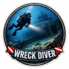 Wreck Diver Sticker Decal Scuba 1.5" WaterBottle Logbook Laptop Auto Truck