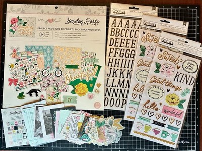 Maggie Holmes GARDEN PARTY 12X12 Project Pad, Stickers, Ephemera NEW/USED LOT