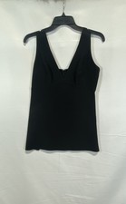 Theory Women's Lunete Halter Top Black Satin Back Crepe Sleeveless Sz M