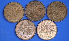 George VI & Elizabeth II Canada One Cent coins   34849