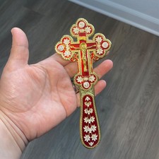 Russian Style Bar  Budded Orthodox Blessing Hand Cross Eastern Byzantine Church