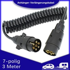 Spiralkabel Anhängerkabel Verlängerungskabel Anhänger Wohnwagen LKW 3m 7-polig