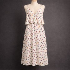 Floral Fairy Peplum Maxi Dress Size 4 Pink Cream Boho Coquette Beach Romantic