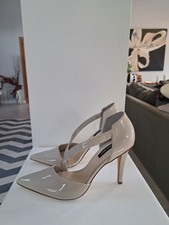 Nine West Sz 8 Pointy Toe Ankle Assymetrical Strap Pumps Stileto Heel Or Pr $109