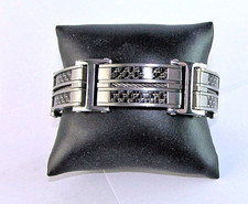 CHISEL Bracelet Stainless Steel Cable Inlay Carbon Fiber 9" long..