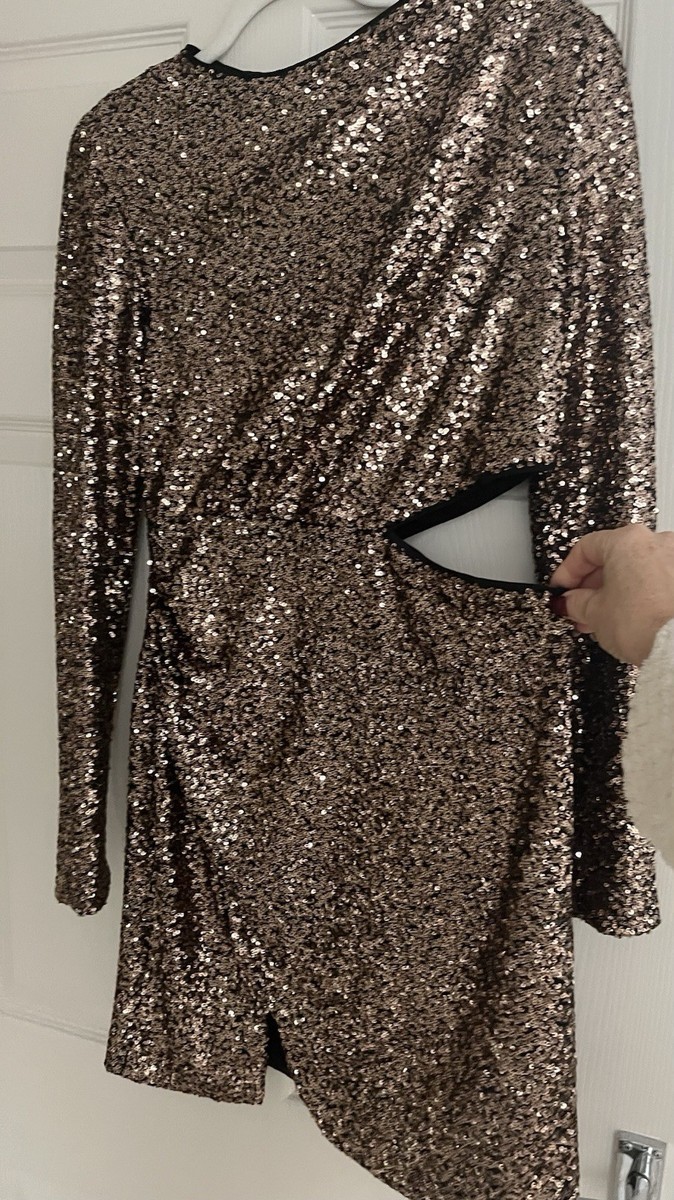 Karen Millen Bronze Gold Sequin Dress 8/10 | eBay UK