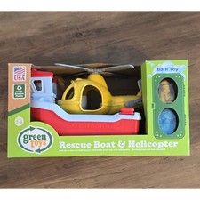 Green Toys Rescue Boat & Helicopter 4pc Bath Toy Set Recycled Plastic USA Made