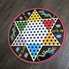 Vintage Chinese Checkers Board Ohio Art Co Metal Round Tin Lithograph Board Only
