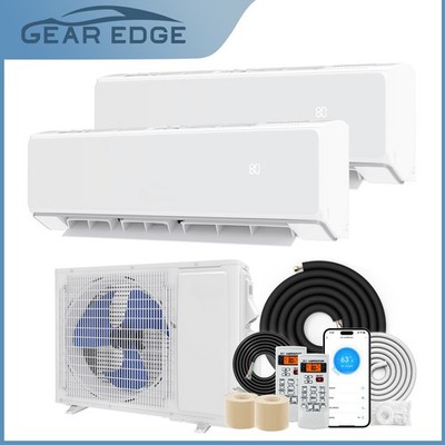 2-Zone Mini Split Air Conditioner 18000 BTU Heat Pump with 9000/12000 Output