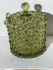 Vtg 1970&rsquo;s Fenton Glass Daisy & Button Light Green Candy Dish Ice Bucket