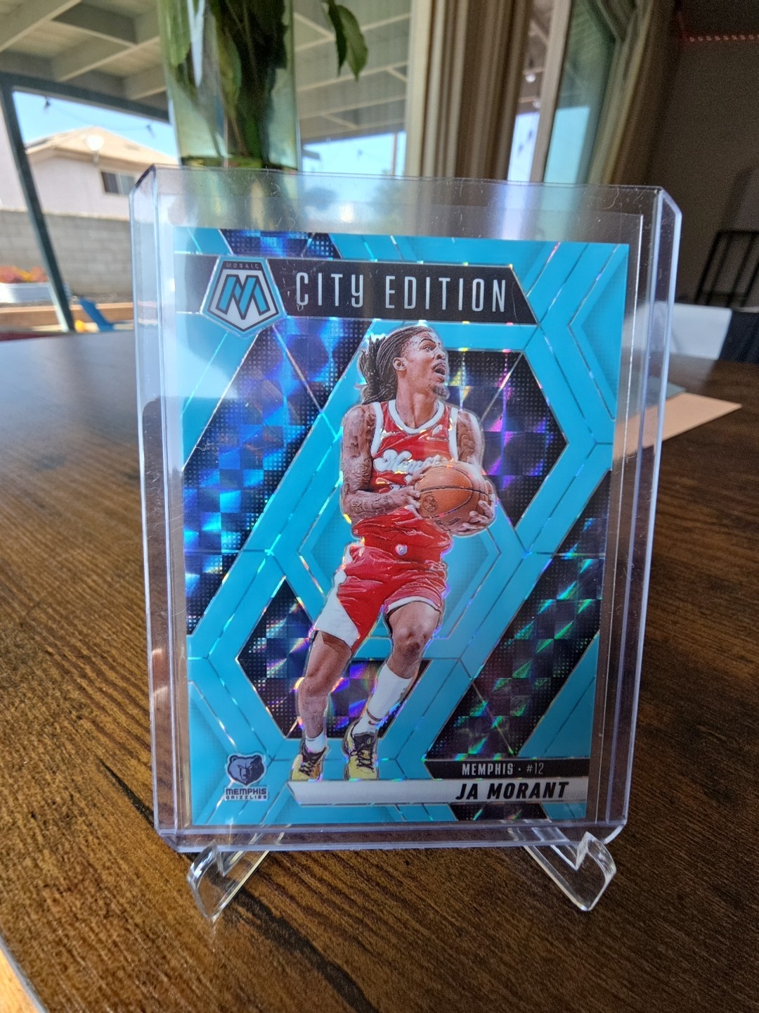 2024-25 Mosaic Blue Fluorescent /75 Ja Morant City Edition Memphis Grizzlies