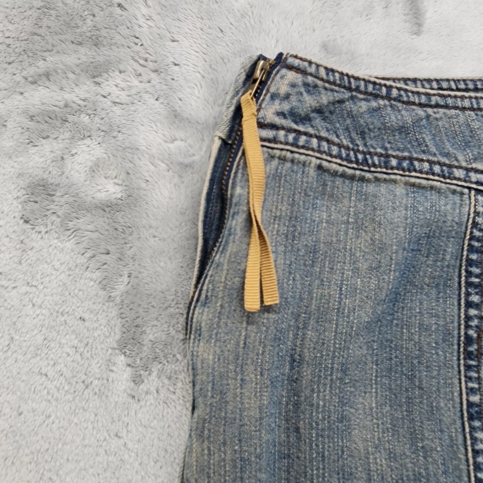 Falda vintage Sigrid Olsen para mujer 14 azul cambray denim con paneles dobladillo acampanado Foto 3 de 4