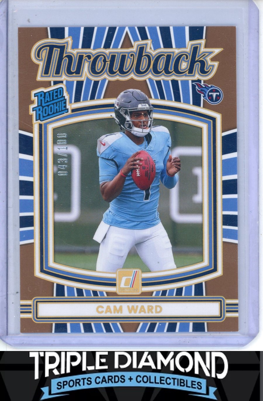 2025 Panini Donruss Cam Ward Rated Rookie Throwback #043/100 Titans O322