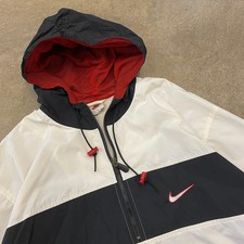 Vintage 90s Nike Quarter Zip Windbreaker Pullover Hooded Jacket Swoosh Size XL