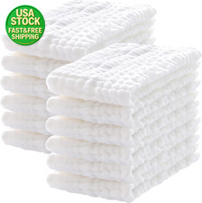 12 Pack Muslin Burp Cloths Cotton Large 20x10 Extra Soft Absorbent White