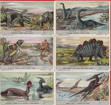 FIGURINE LIEBIG SERIE COMPLETA N°1710 I DINOSAURI ANNO 1959 SANGUINETTI